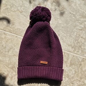 COACH Womens  Knit Hat with Pom Pom - Deep Purple